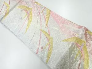リサイクル　鶴模様織出し袋帯